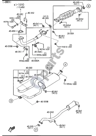 Mazda MPV IŠMETIMO SISTEMA – schema