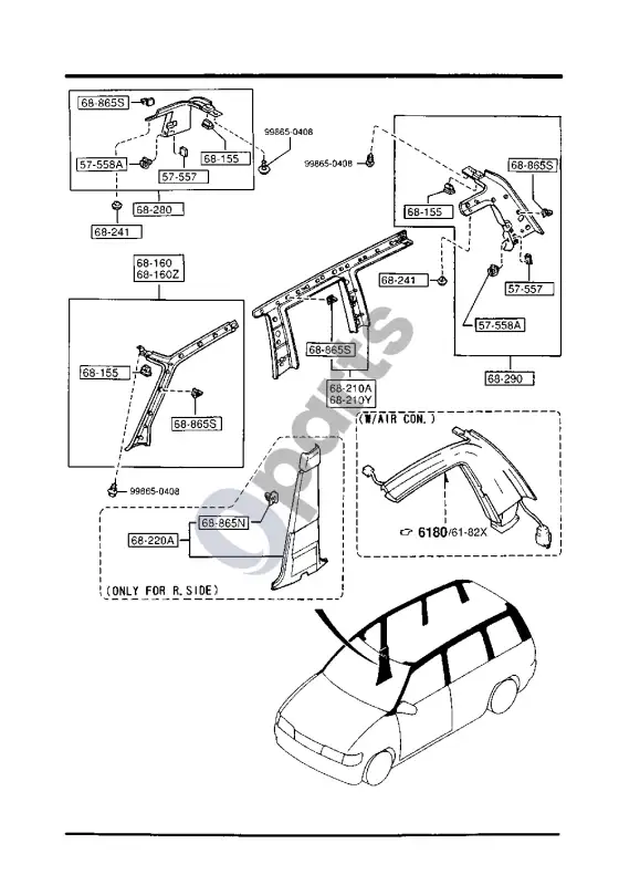 Mazda MPV statramsčių apdailos – schema