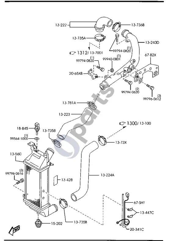 Mazda Premacy interkuleris – schema