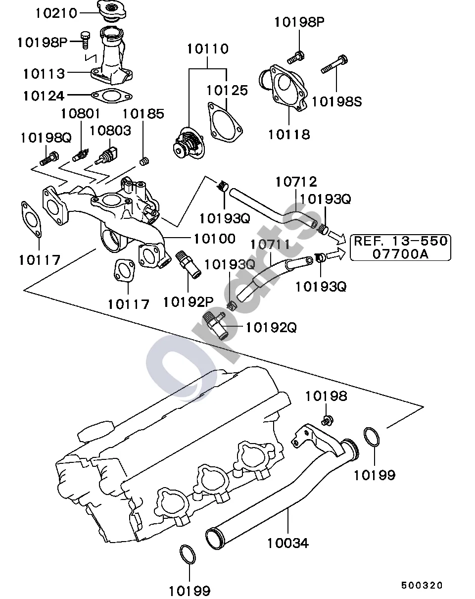 Mitsubishi 3000 GT -9009.3 schema – pozicija 10803: Vandens temperatūros jutiklio blokas
