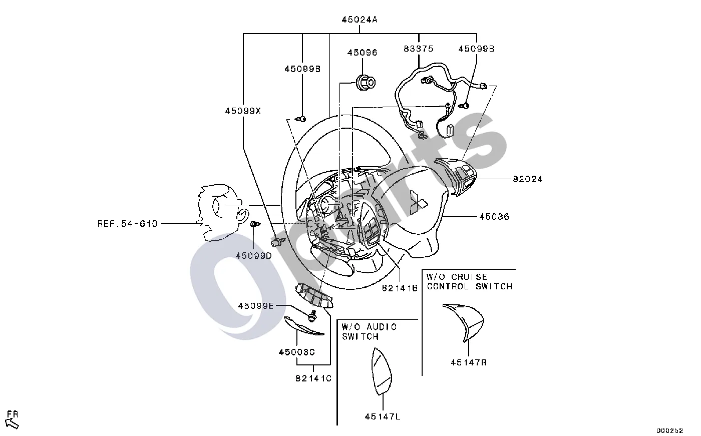 Mitsubishi ASX -'12.5 modelis schema – pozicija 45096: Veržlė, vairas