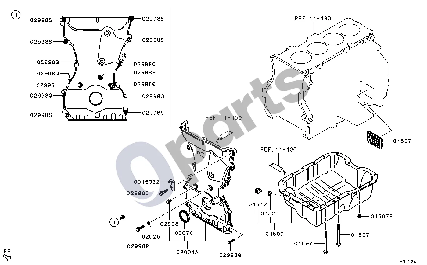 Mitsubishi ASX -1212.2 schema – pozicija 01500: Alyvos karteris, variklis