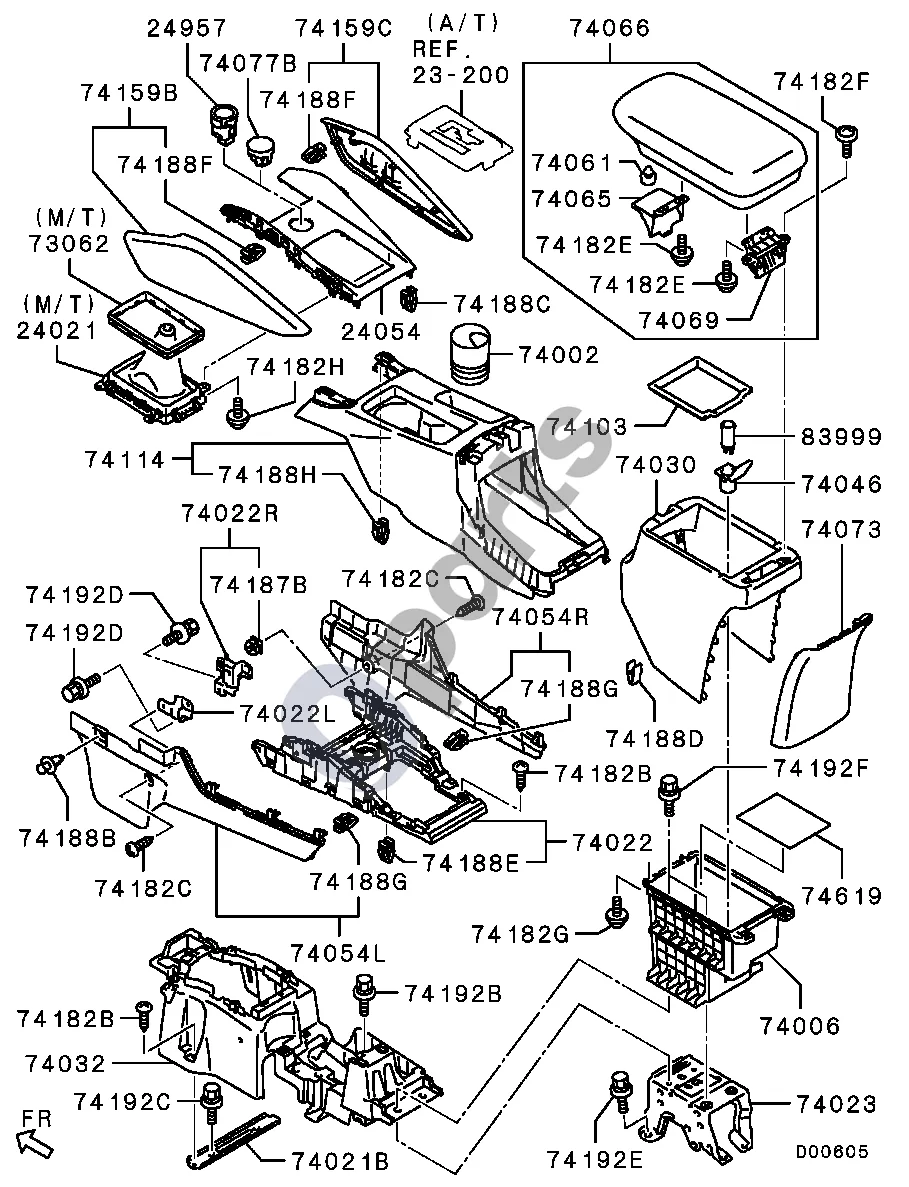 Mitsubishi ASX 1707.1-2106.3 schema – pozicija 74022: Laikiklis, grindų konsolės, priekinis