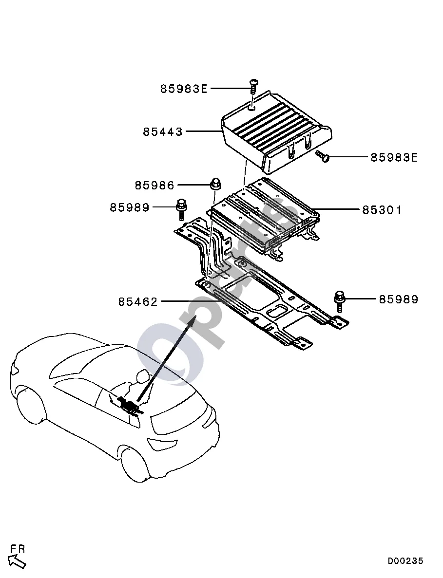 Mitsubishi ASX Stiprintuvas ir kt. schema – pozicija 85301: Radijo stiprintuvas