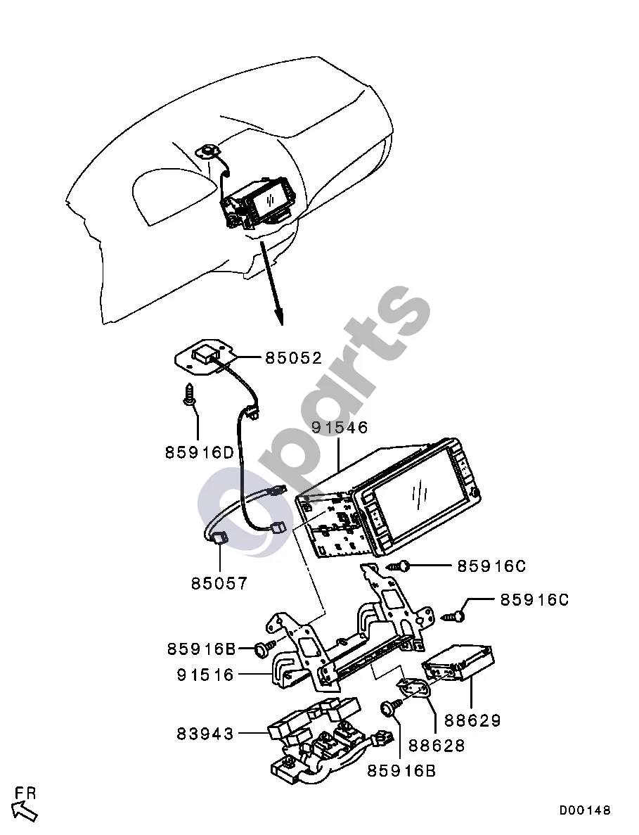 Mitsubishi ASX Ekranas, kt. -1206.3 schema – pozicija 91546: Multivision ekranas
