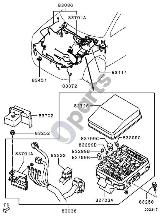 Mitsubishi ASX variklio skyrius – schema