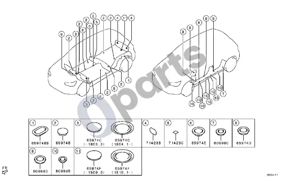 Mitsubishi ASX kamštis – schema