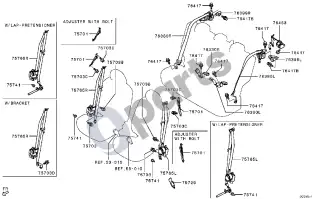 Mitsubishi ASX Saugos diržas – schema