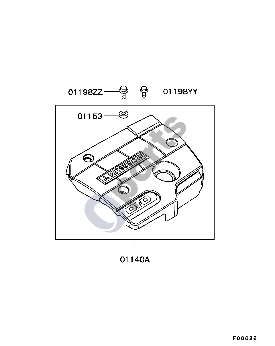 Mitsubishi Carisma (2000–2004) ALL (ENGINE UPPER COVER) schema – pozicija 01140A: Cover assy,eng,upr (2000.12 - 2003.12)