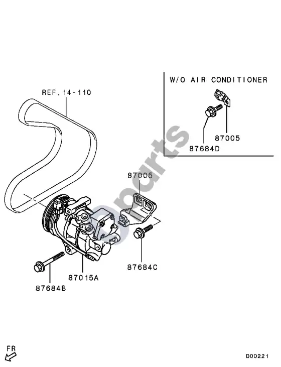 Mitsubishi Colt kompresorius, laikiklis -0809.3 – schema