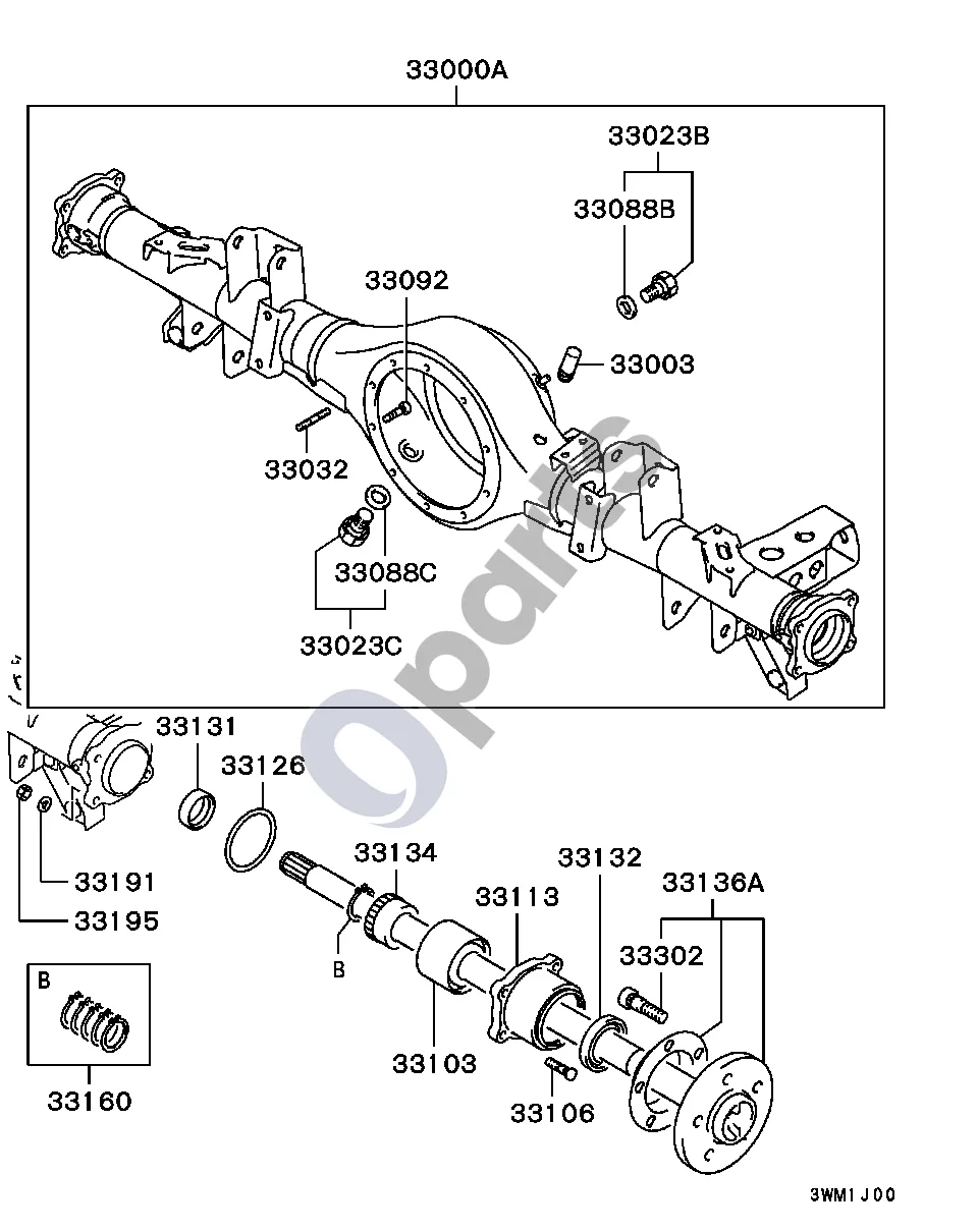 Mitsubishi Delica ABS (–9705.3) schema – pozicija 33126: Žiedas, galinės ašies pusašio (79.5)