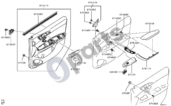 Mitsubishi Eclipse dešinė, be apšvietimo – schema