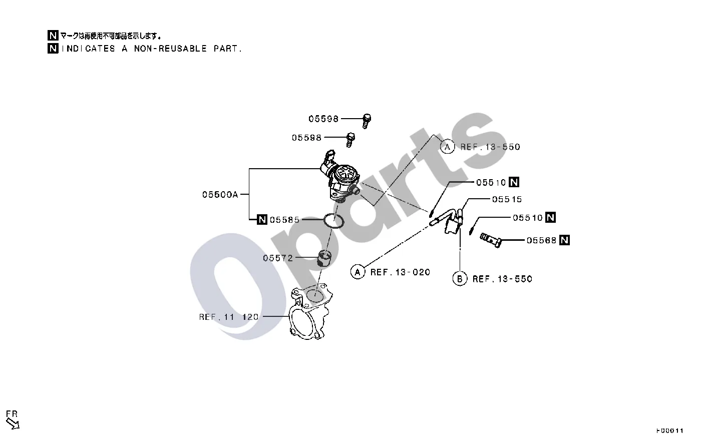 Mitsubishi Eclipse Degalų siurblys schema – pozicija 05500A: Degalų siurblio mazgas