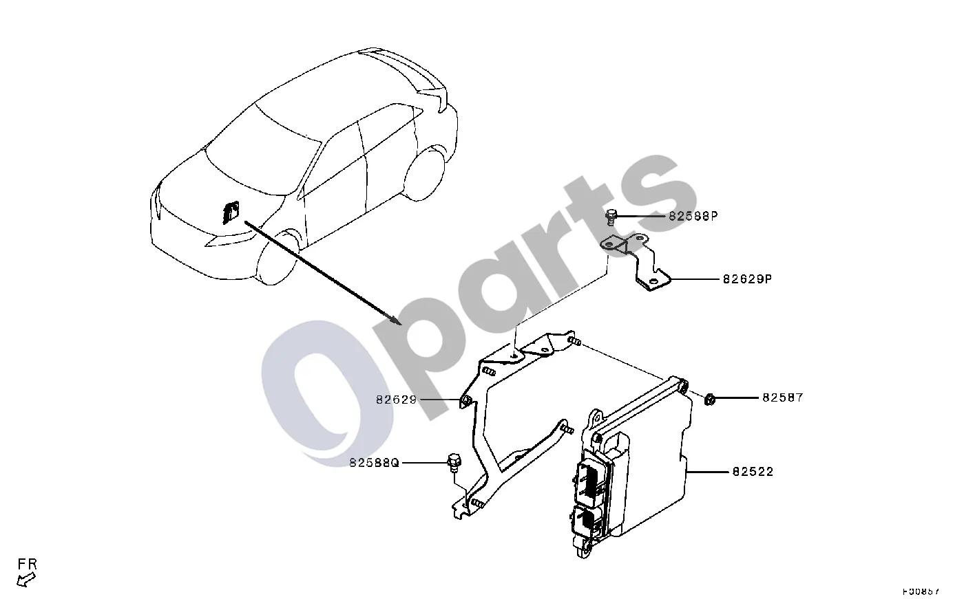 Mitsubishi Eclipse Anglija (valdymo blokas ir kt.) schema – pozicija 82522: Valdymo blokas, variklis