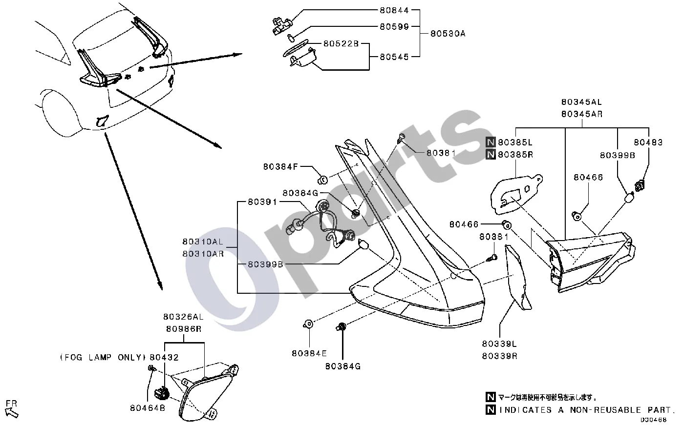 Mitsubishi Eclipse Visi (ECLIPSE ECLIPSE__XTMJL6Z 1555) schema – Galinis žibintas, kompl., dešinys (2021.01 - 2022.10)
