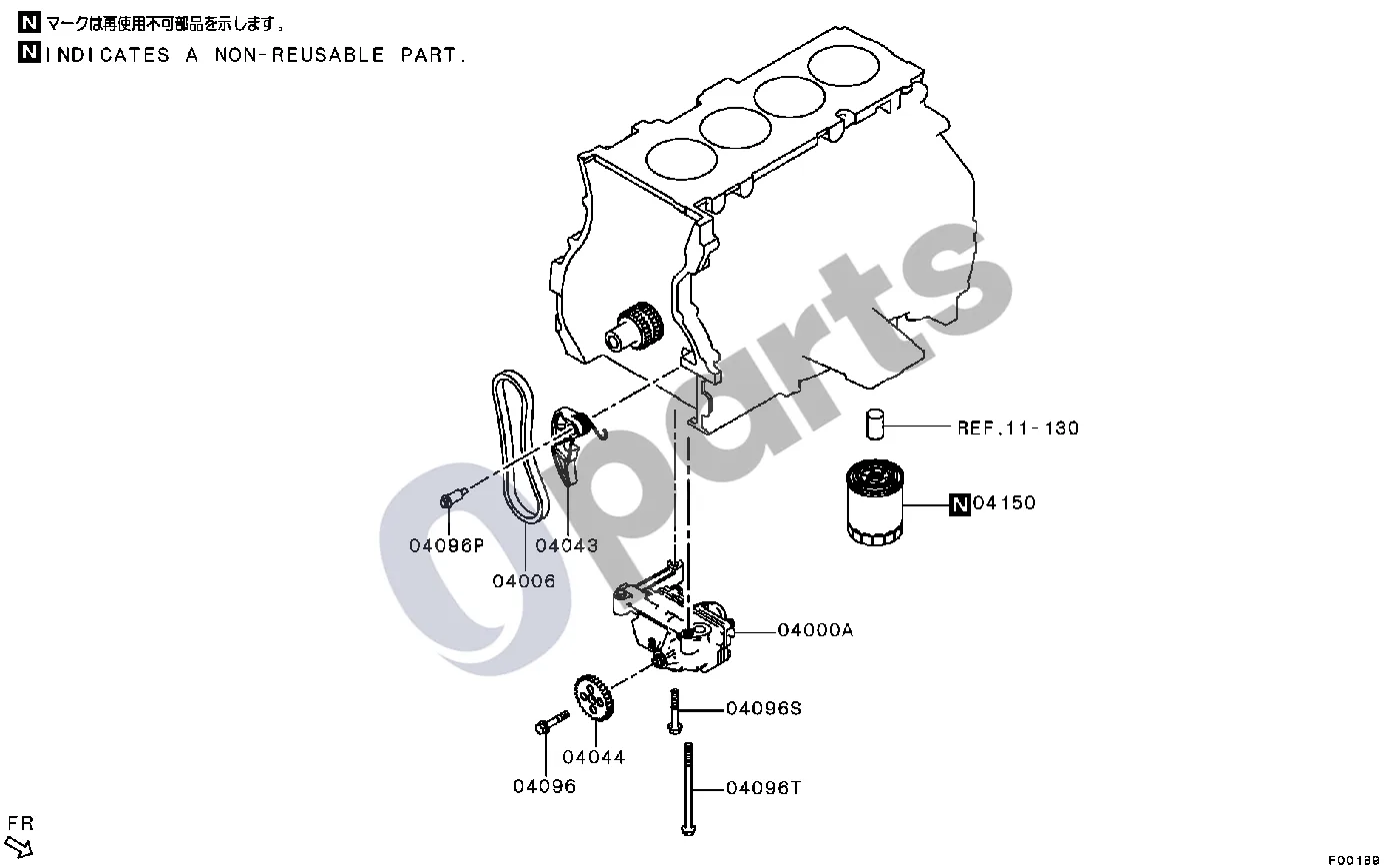 Mitsubishi Eclipse Visi schema – pozicija 04000A: Variklio alyvos siurblio mazgas