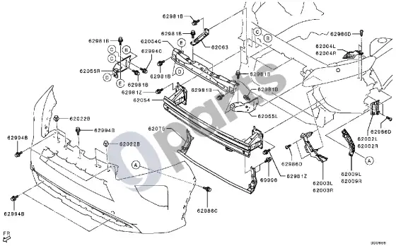 Mitsubishi Eclipse sustiprinimas ir kt. – schema