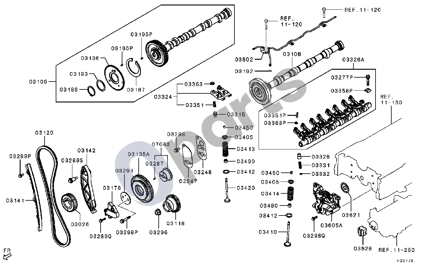Mitsubishi L200 (2015–) Didelė galia schema – pozicija 03026: Krumpliaratis, alkūninio veleno