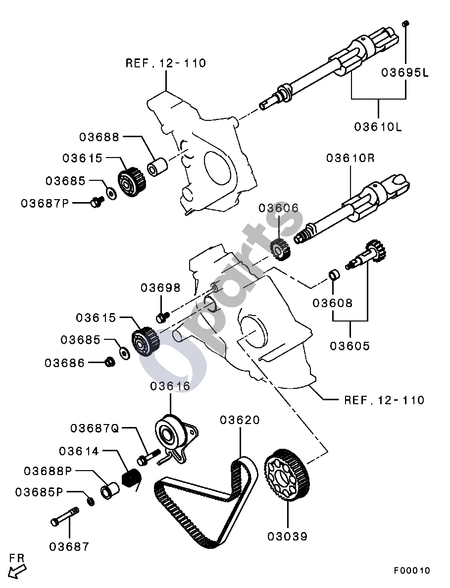 Mitsubishi L200 (2006–2014) Balansyras schema – pozicija 03687: Varžtas, balansyrinio veleno diržo pavara