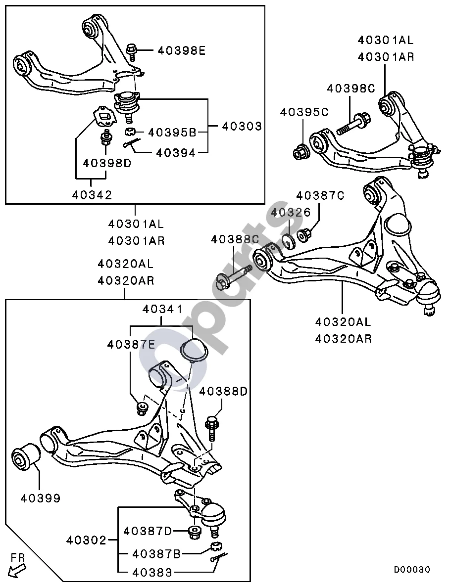 Mitsubishi L200 (2006–2014) High Rider -1208.3 schema – pozicija 40326: Plokštė, priekinės pakabos apatinės svirties velenas