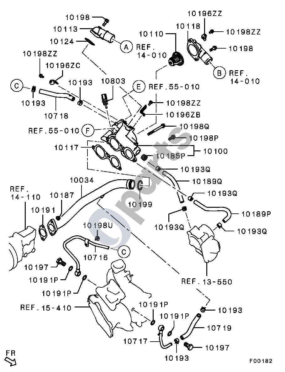 Mitsubishi Lancer VIII (2007–2017) Visi schema – pozicija 10717: Turbokompresoriaus vandens grįžtamasis vamzdis