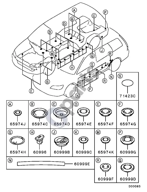 Mitsubishi Lancer kamštis – schema