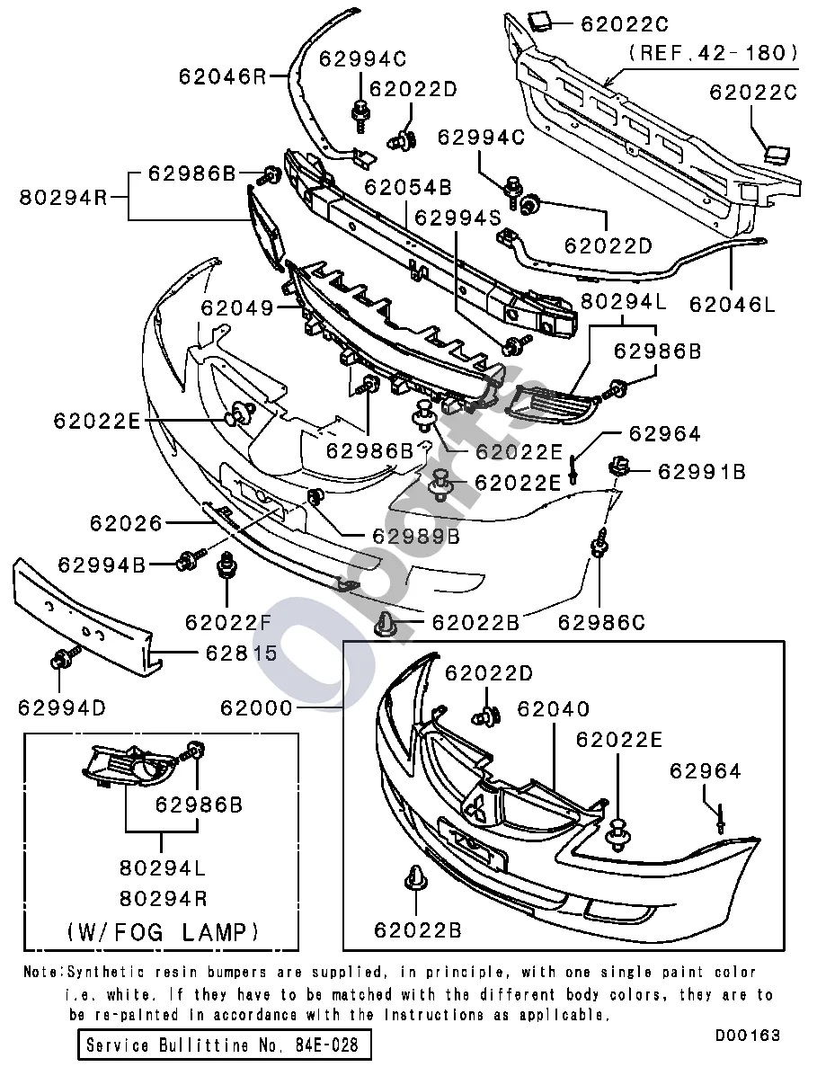 Mitsubishi Lancer (2003–2007) -0506.3 (LANCER LANCER__LRJEL6 329) schema – pozicija 62049: Priekinio bamperio grotelės (2003.06 - 2005.06)