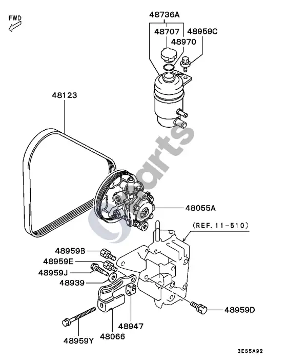 Mitsubishi Lancer montavimo dalys – schema