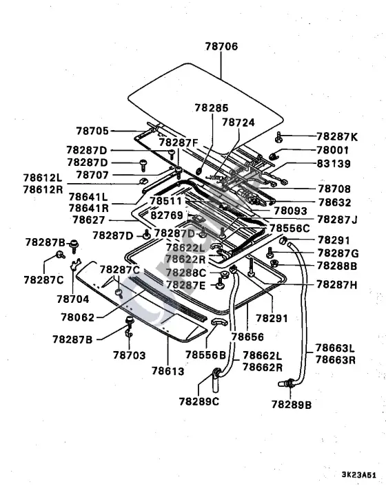 Mitsubishi Montero priekinis deflektorius – schema