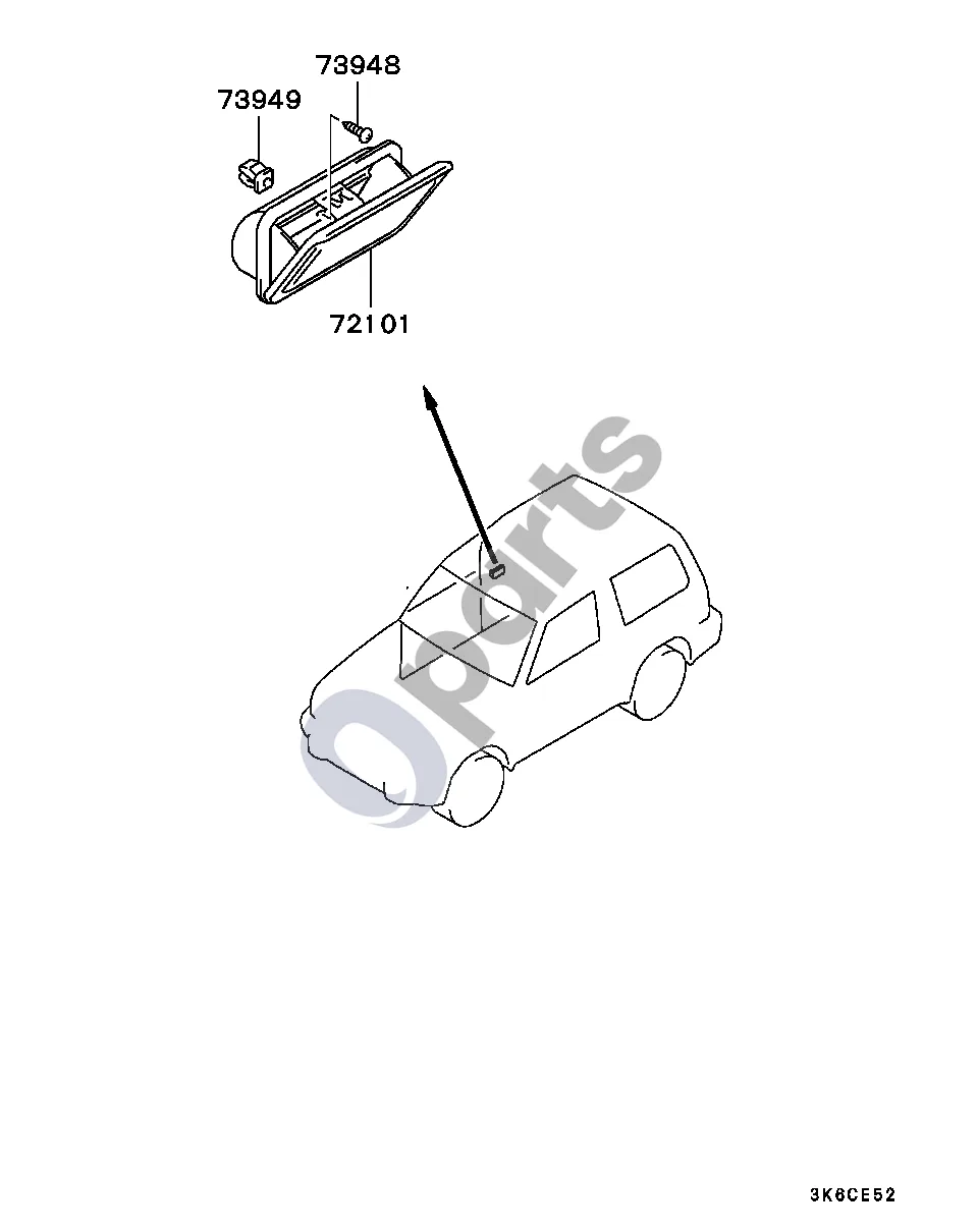 Mitsubishi Montero Visi schema – pozicija 72101: Šoninės apdailos peleninė