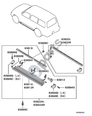 Mitsubishi Montero Šoninė pakopa – schema