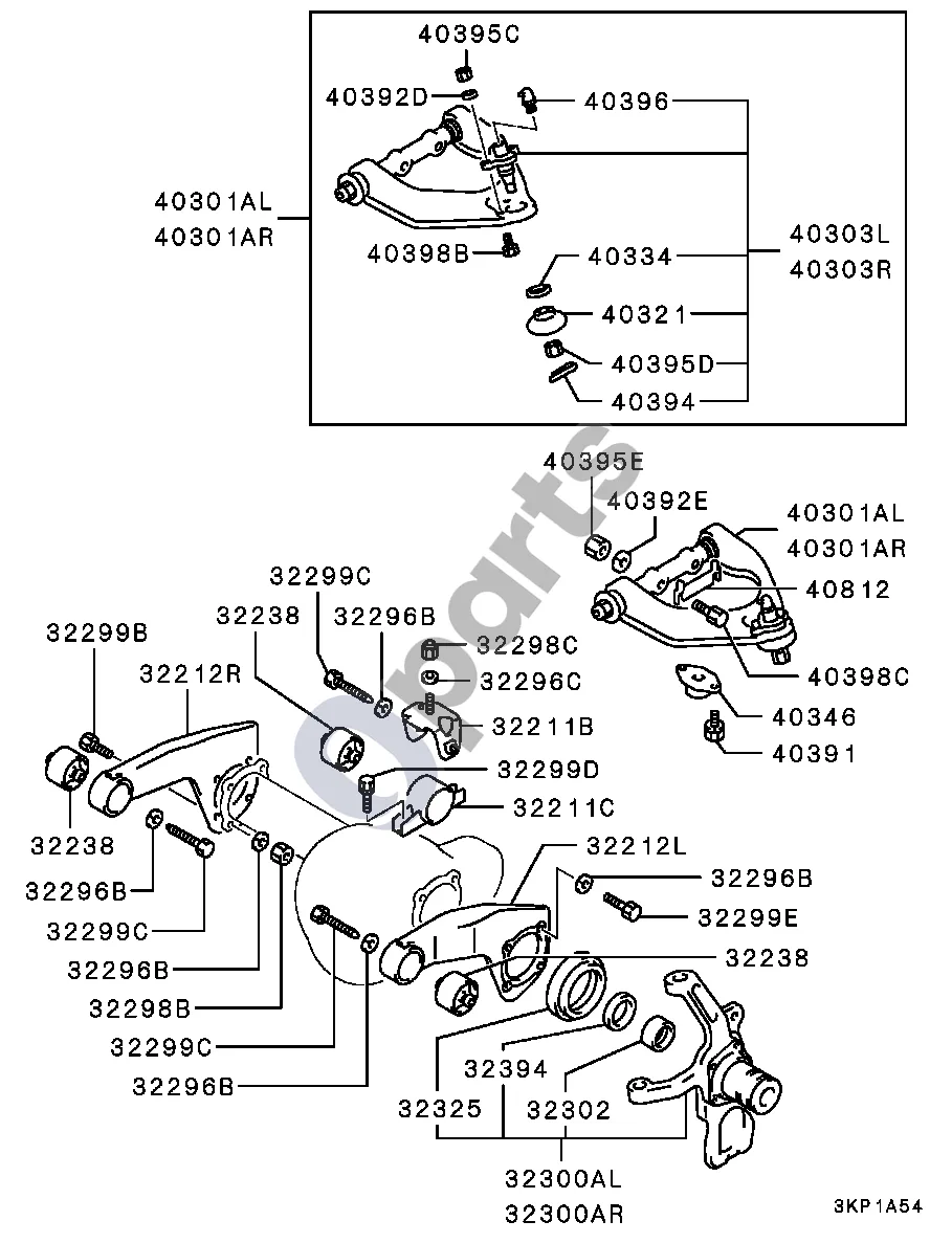 Mitsubishi Montero Viršutinė svirtis, grumbas ir kt. schema – pozicija 32302: Ašigalio guolis