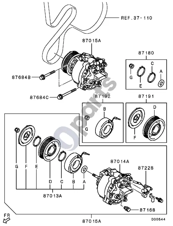 Mitsubishi Outlander kompresorius – schema