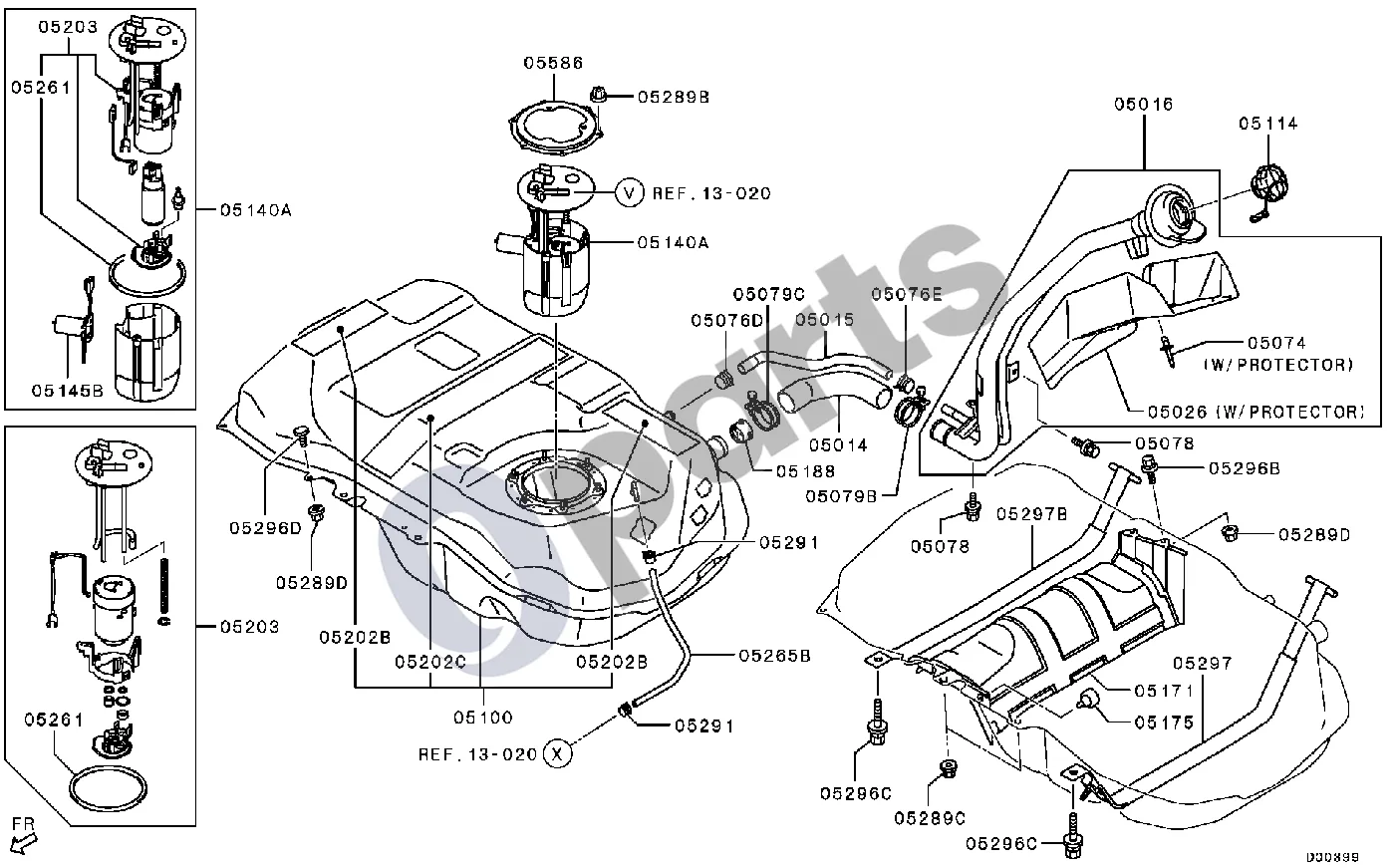 Mitsubishi Outlander (2007–2012) 2WD schema – pozicija 05016: Kuro įpylimo kaklelis