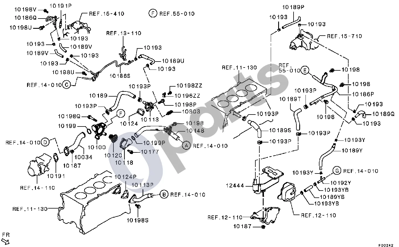 Mitsubishi Outlander (2007–2012) Visi schema – pozicija 12444: EGR aušintuvas