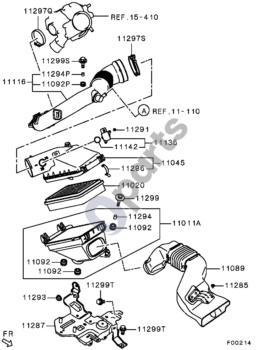 Mitsubishi Outlander (2007–2012) Visi schema – pozicija 11116: Oro filtro įsiurbimo vamzdis
