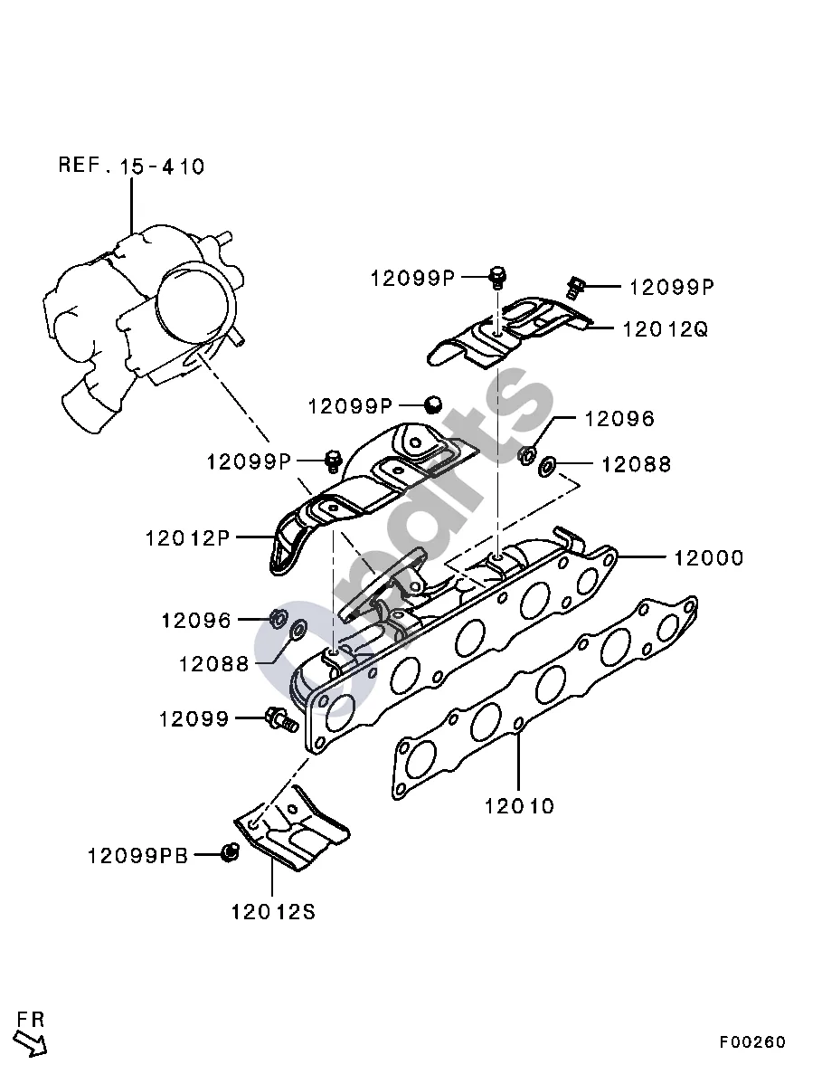 Mitsubishi Outlander (2007–2012) Visi schema – pozicija 12010: Išmetimo kolektoriaus tarpiklis