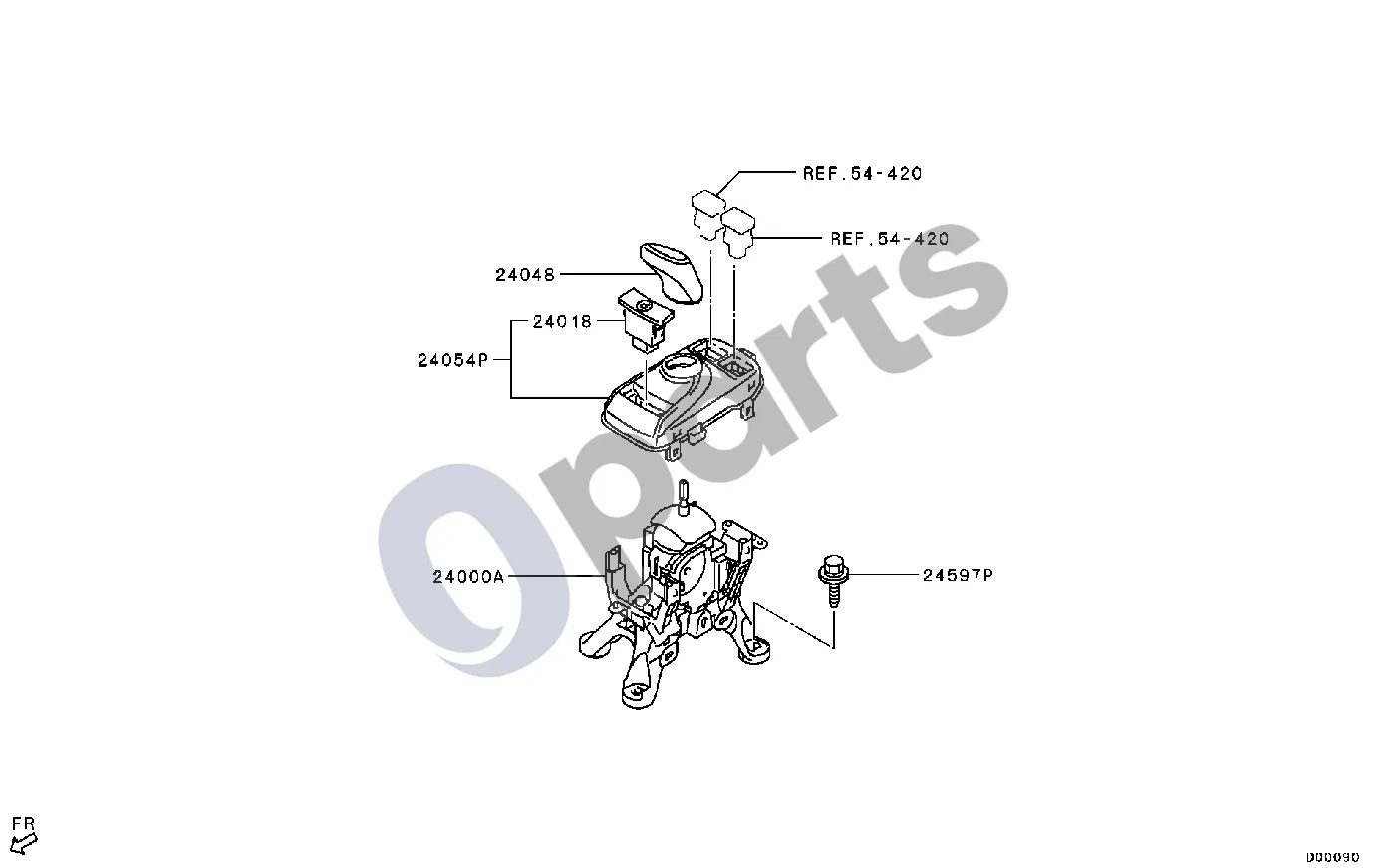 Mitsubishi Outlander (2013–2021) -1506.3 schema – pozicija 24000A: Pavarų perjungimo svirtis (mazgas)