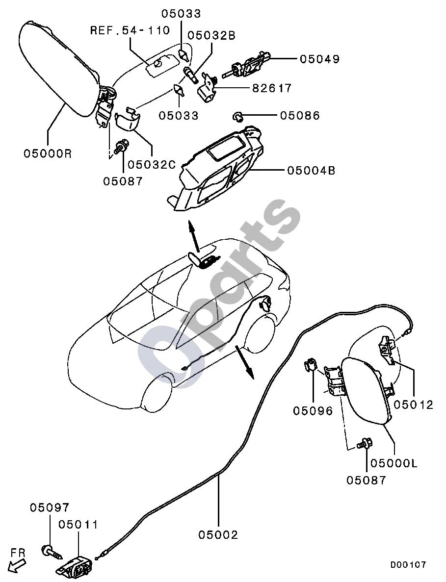 Mitsubishi Outlander (2013–2021) -1506.3 schema – pozicija 05000L: Dangtelis, kuro bako kaklelio, kairysis