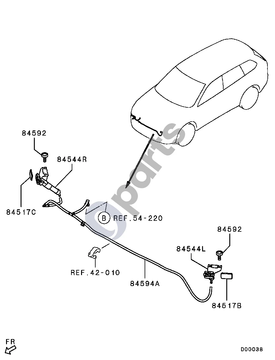 Mitsubishi Outlander (2013–2021) -1506.3 schema – pozicija 84544R: Žibinto plovimo pavara, dešinė