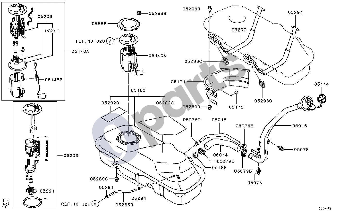 Mitsubishi Outlander (2013–2021) -1904.3 schema – pozicija 05016: Kuro įpylimo kaklelis