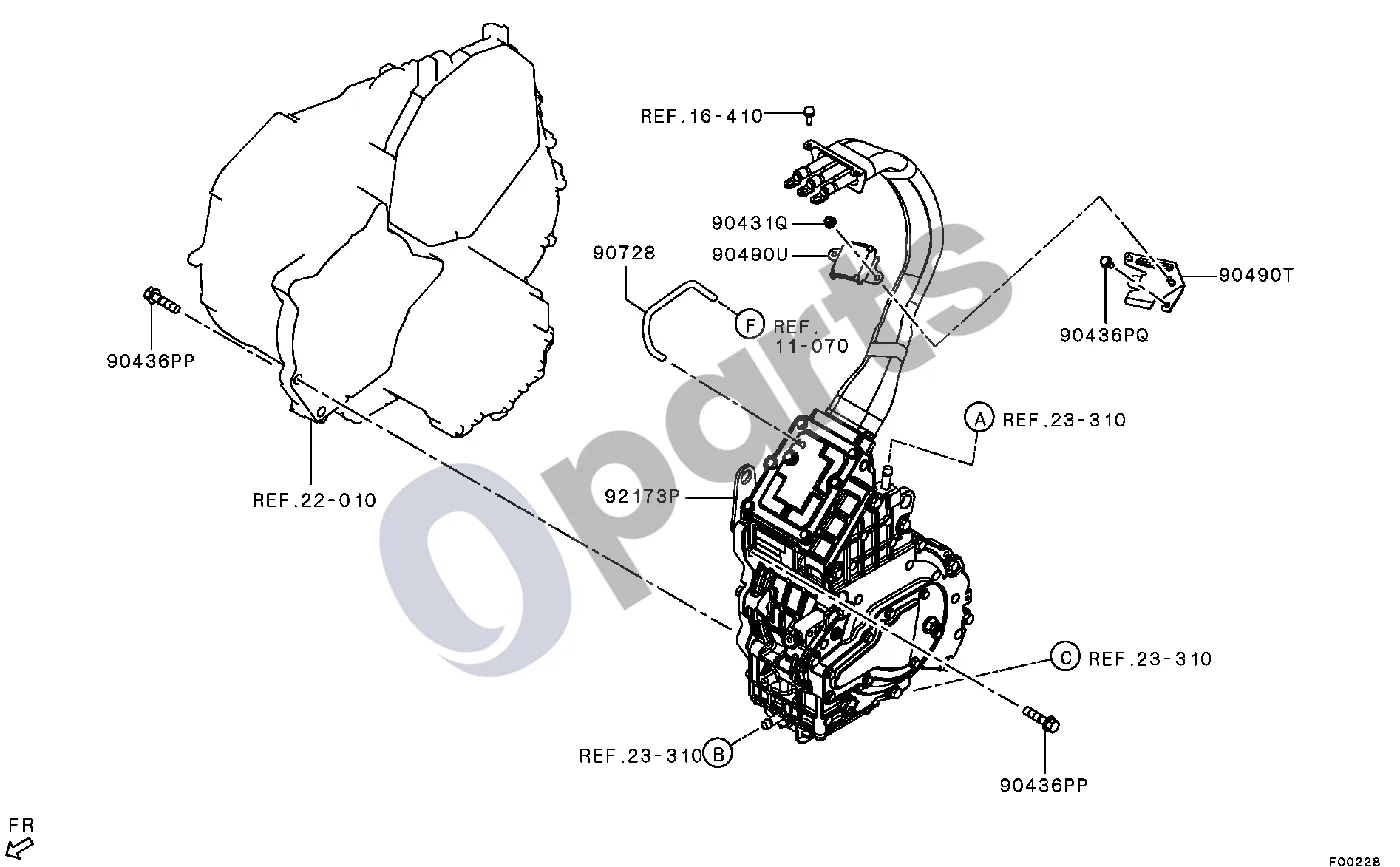 Mitsubishi Outlander (2013–2021) Visi (mazgas) schema – pozicija 92173P: Hibridinio automobilio generatoriaus mazgas