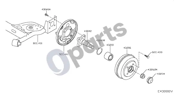 Nissan Note 430 - galinė ašis – schema