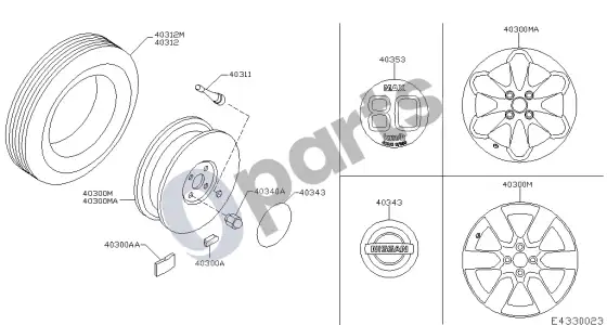 Nissan Note 433 - ratas ir padanga – schema