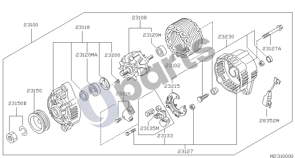Nissan Serena 231 - Generatorius (GA16DE) schema – Rutulinis guolis