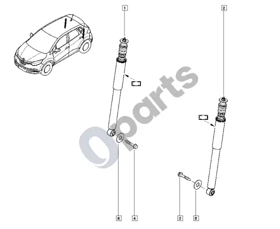 Renault Captur amortizatorius – schema