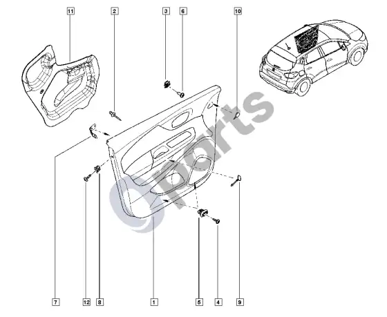 Renault Captur durelių apdaila – schema