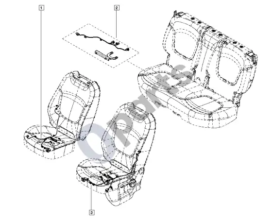 Renault Captur saugos diržai – schema