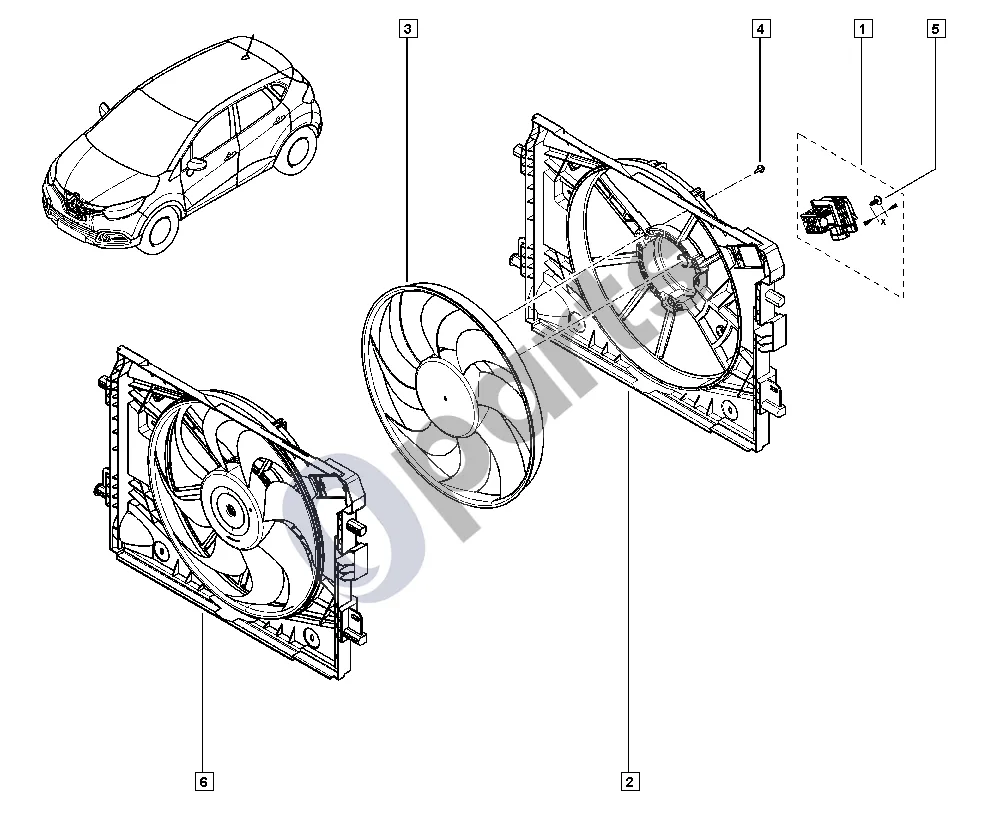 Renault Captur (2013–2020) Ventiliatorius schema – pozicija 6: Ventiliatorius