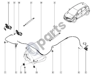 Renault Captur (2013–2020) Visos spynos – schema
